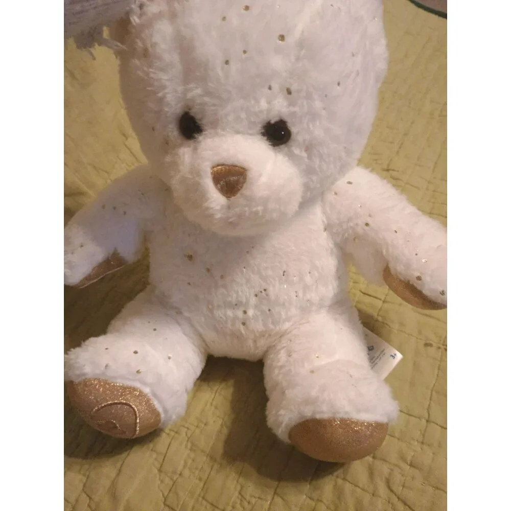 Build A Bear BAB Bear Hugs White‎ Plush Stuffed Animal Toy 2022 Gold Glitter